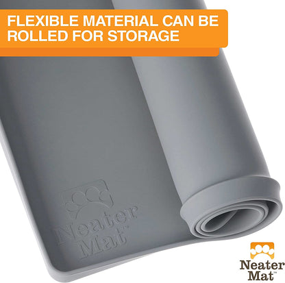 Neater Pet Brands Neater Mat - Waterproof Silicone Pet Bowls Mat - Protect Floors from Food & Water (Dark Blue, 32" X 24" Silicone)