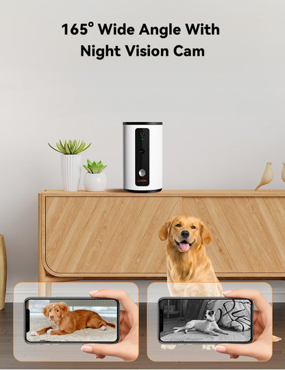 WOPET 300° Dog Camera with Treat Dispenser, [New 2024] 5G Wifi Pet Camera Treat Tossing for Cats and Dogs, 1080P HD with Night Vision, 2-Way Audio for Monitoring Your Pet on Phone App