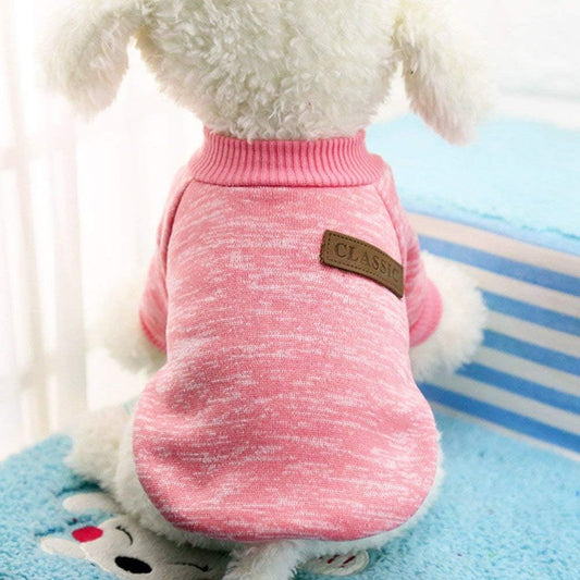 Idepet Pet Dog Classic Sweater, Fleece Coat for Small,Medium Dog,Warm Pet Dog Cat Clothes,Soft Puppy Customes 2 Color (S, Pink)