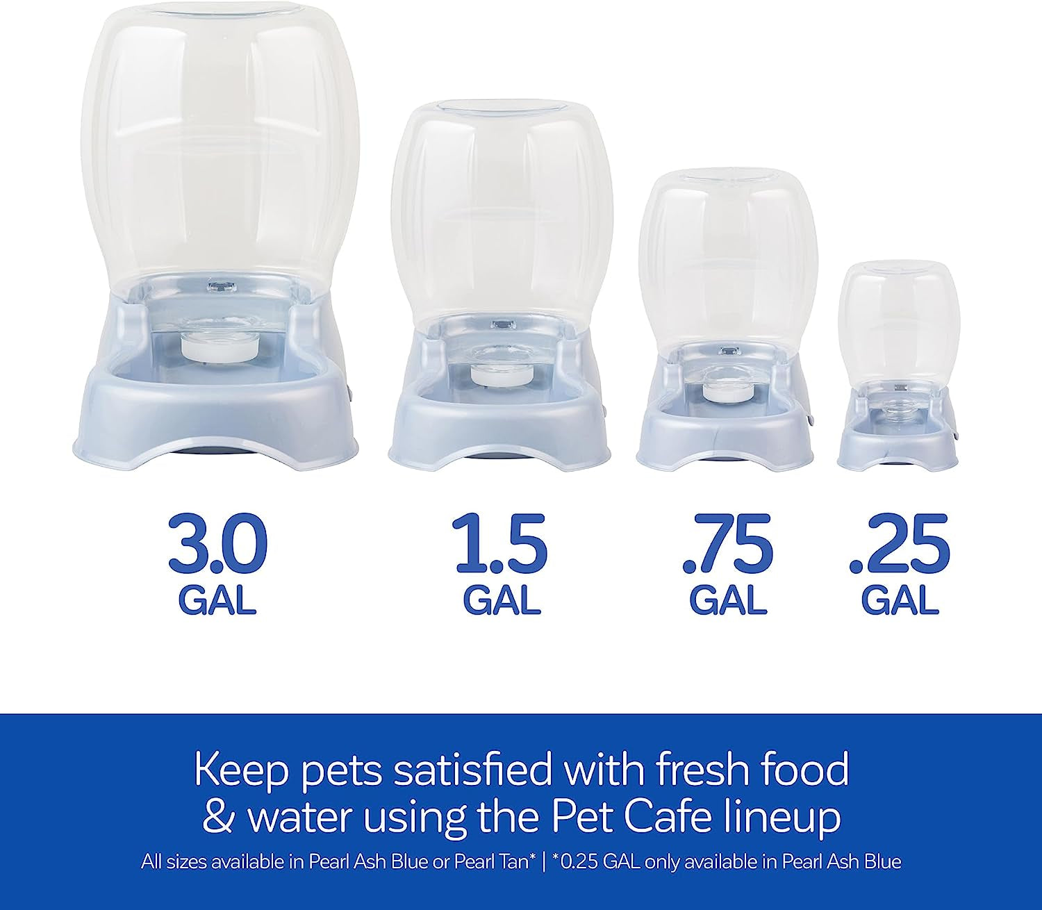 Petmate Pet Cafe Gravity Waterer Cat and Dog Water, Pearl Ash Blue,1.5 GAL, Made in USA