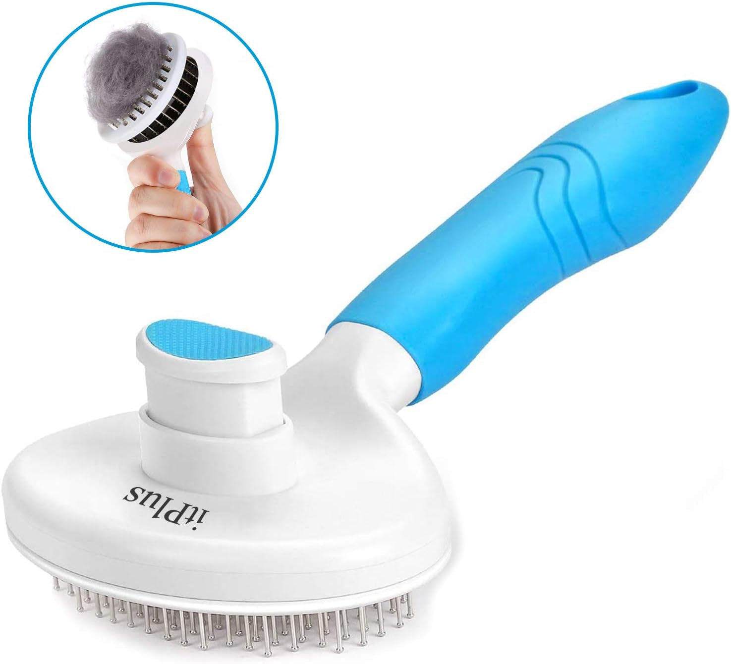 Cat Grooming Brush, Self Cleaning Slicker Brushes for Dogs Cats Pet Grooming Brush Tool Gently Removes Loose Undercoat, Mats Tangled Hair Slicker Brush for Pet Massage-Self Cleaning Upgraded (Gray)