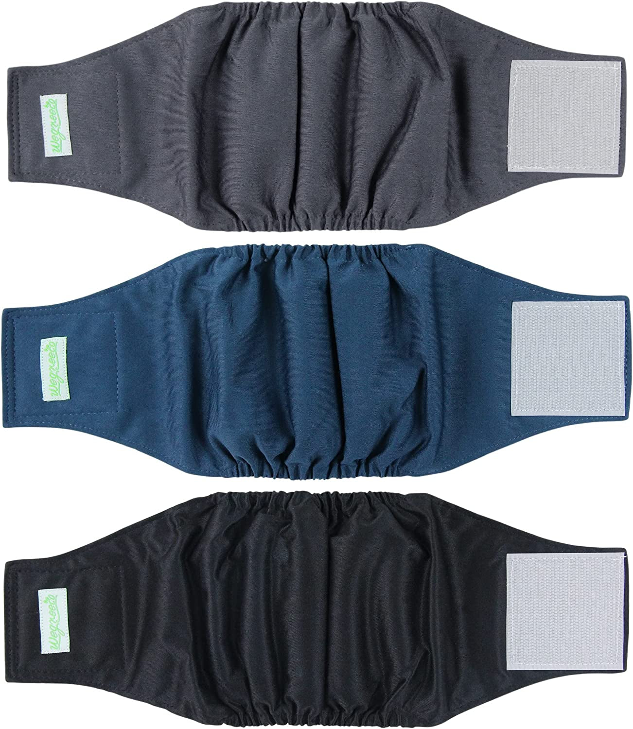 Wegreeco Washable Dog Diapers - Washable Male Dog Belly Wrap - Pack of 3 - (Black,X-Small)