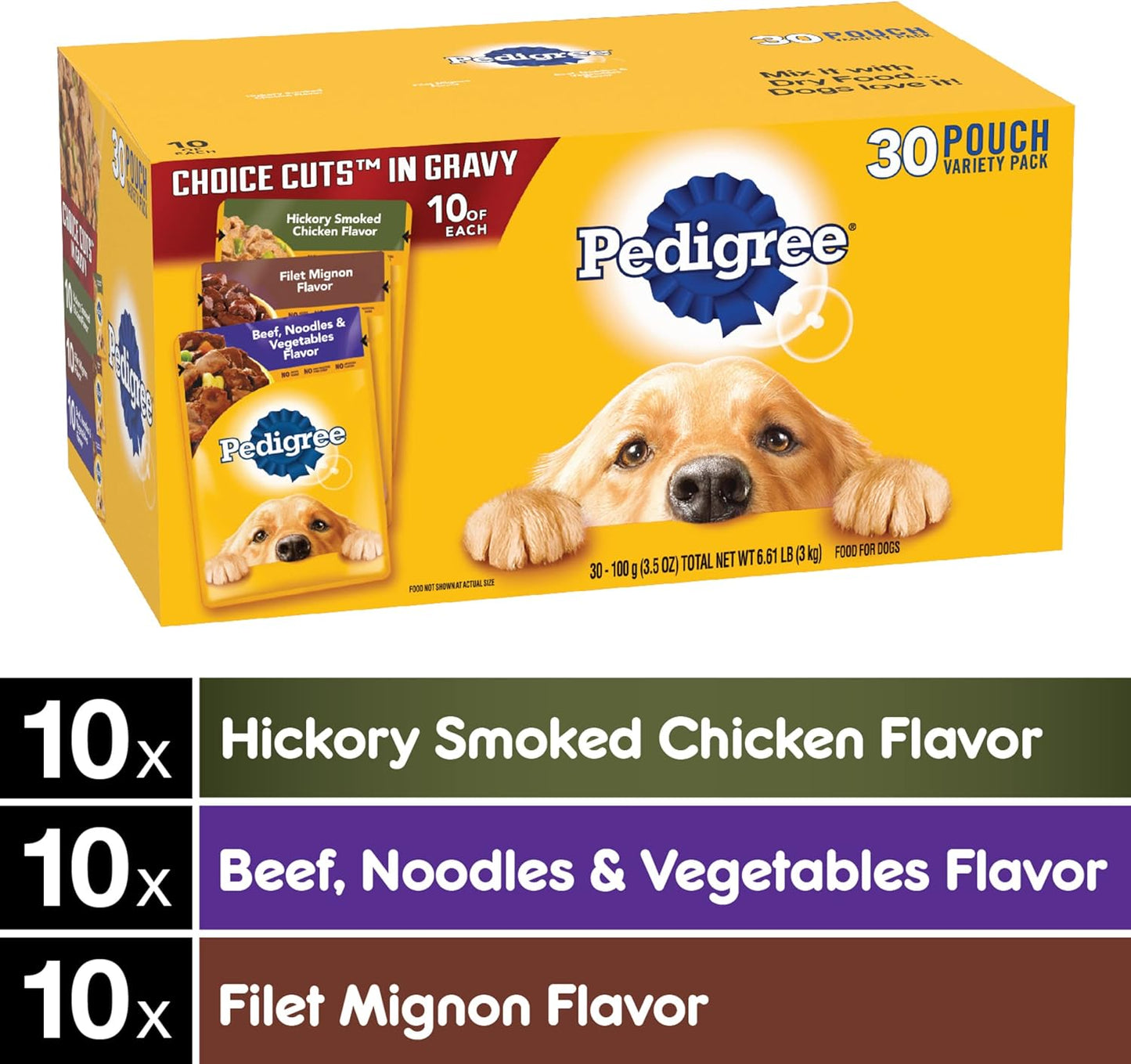 PEDIGREE CHOICE CUTS in GRAVY Filet Mignon Flavor Adult Soft Wet Dog Food, 3.5 Oz Pouches (Pack of 16)