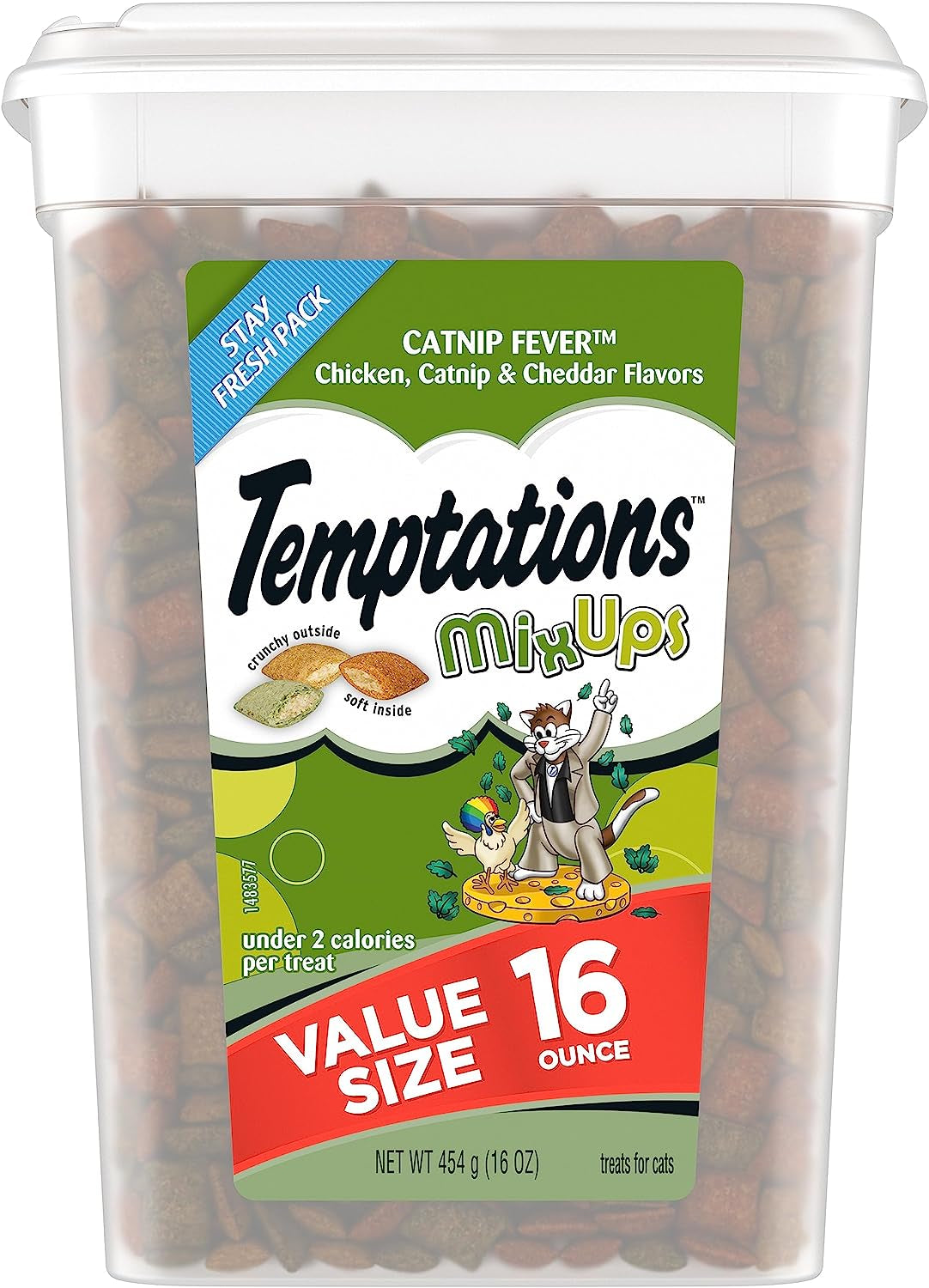 TEMPTATIONS Mixups Crunchy and Soft Cat Treats, Catnip Fever Flavor, (12) 3 Oz. Pouches