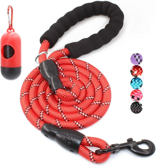 BAAPET 2/4/5/6 FT Dog Leash with Comfortable Padded Handle and Highly Reflective Threads for Small Medium and Large Dogs (4FT-1/2'', Red)