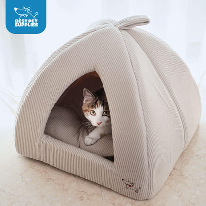 Pet Tent-Soft Bed for Dog and Cat by Best Pet Supplies - Brown Linen, 16" X 16" X H:14"