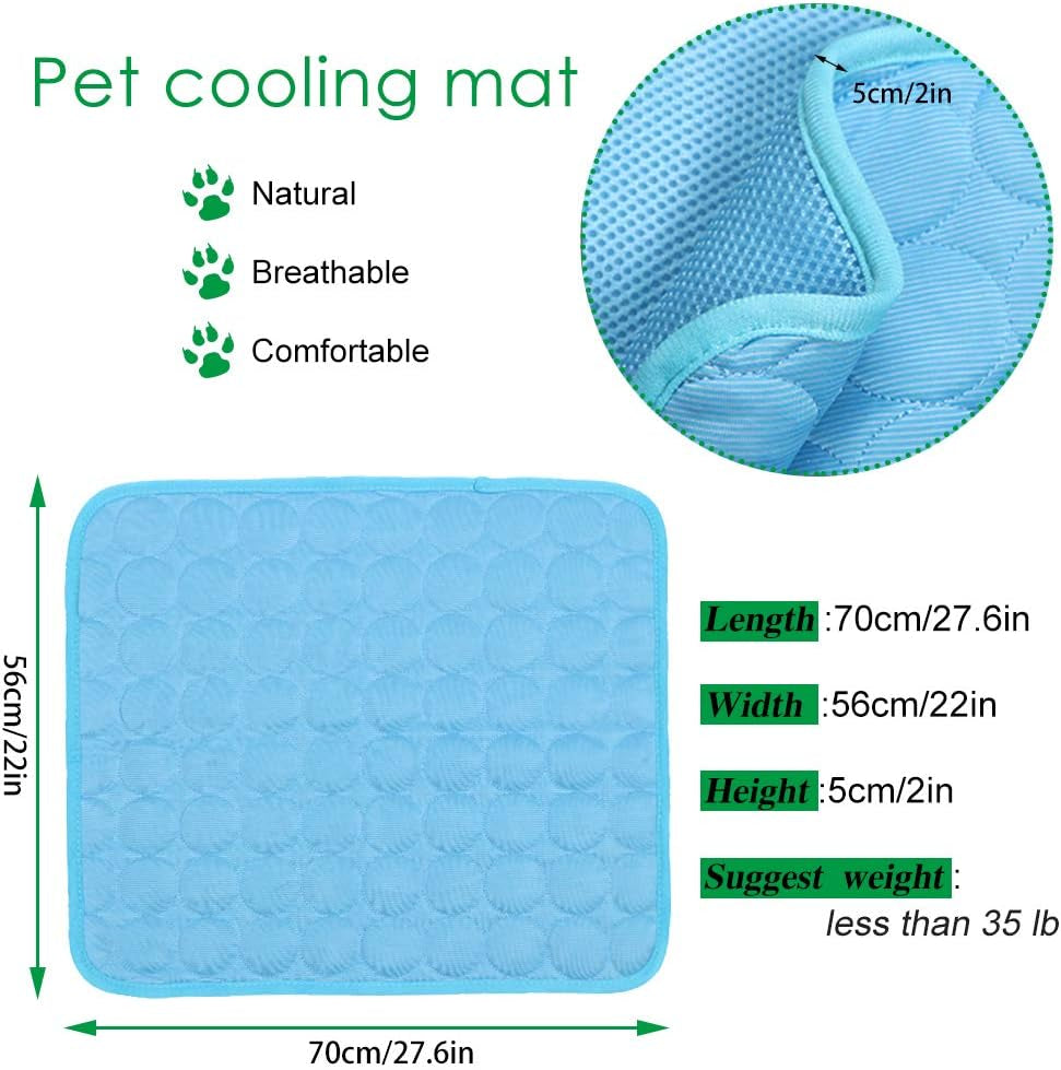 Vemee Cooling Mat Pad for Dogs Cats Ice Silk Mat Cooling Blanket Cushion for Kennel/Sofa/Bed/Floor/Car Seats Cooling (Dog Cooling Mat-Blue)