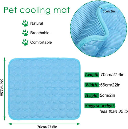 Vemee Cooling Mat Pad for Dogs Cats Ice Silk Mat Cooling Blanket Cushion for Kennel/Sofa/Bed/Floor/Car Seats Cooling (Dog Cooling Mat-Blue)