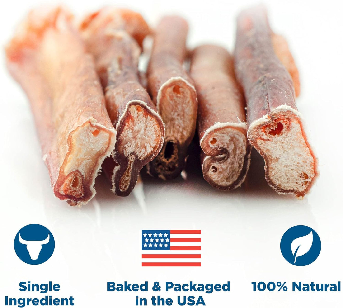 Best Bully Sticks All Natural 6 Inch Thick Bully Sticks for Large Dogs - 100% Free-Range Grass-Fed Beef - Single-Ingredient Grain & Rawhide Free Dog Chews - 5 Pack