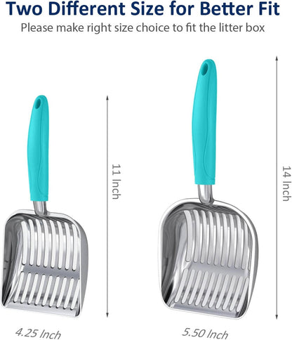 WePet Cat Litter Scoop, Aluminum Alloy Sifter, Kitty Metal Scooper, Deep Shovel, Long Handle, Poop Sifting, Kitten Pooper Lifter, Durable, Heavy Duty, for Litter Box