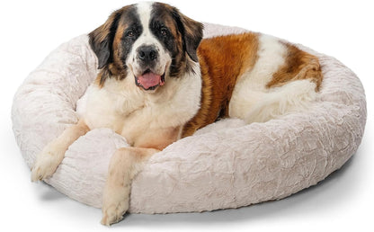 Best Friends by Sheri the Original Calming Donut Cat and Dog Bed in Lux Fur Oyster, Extra Large 45"