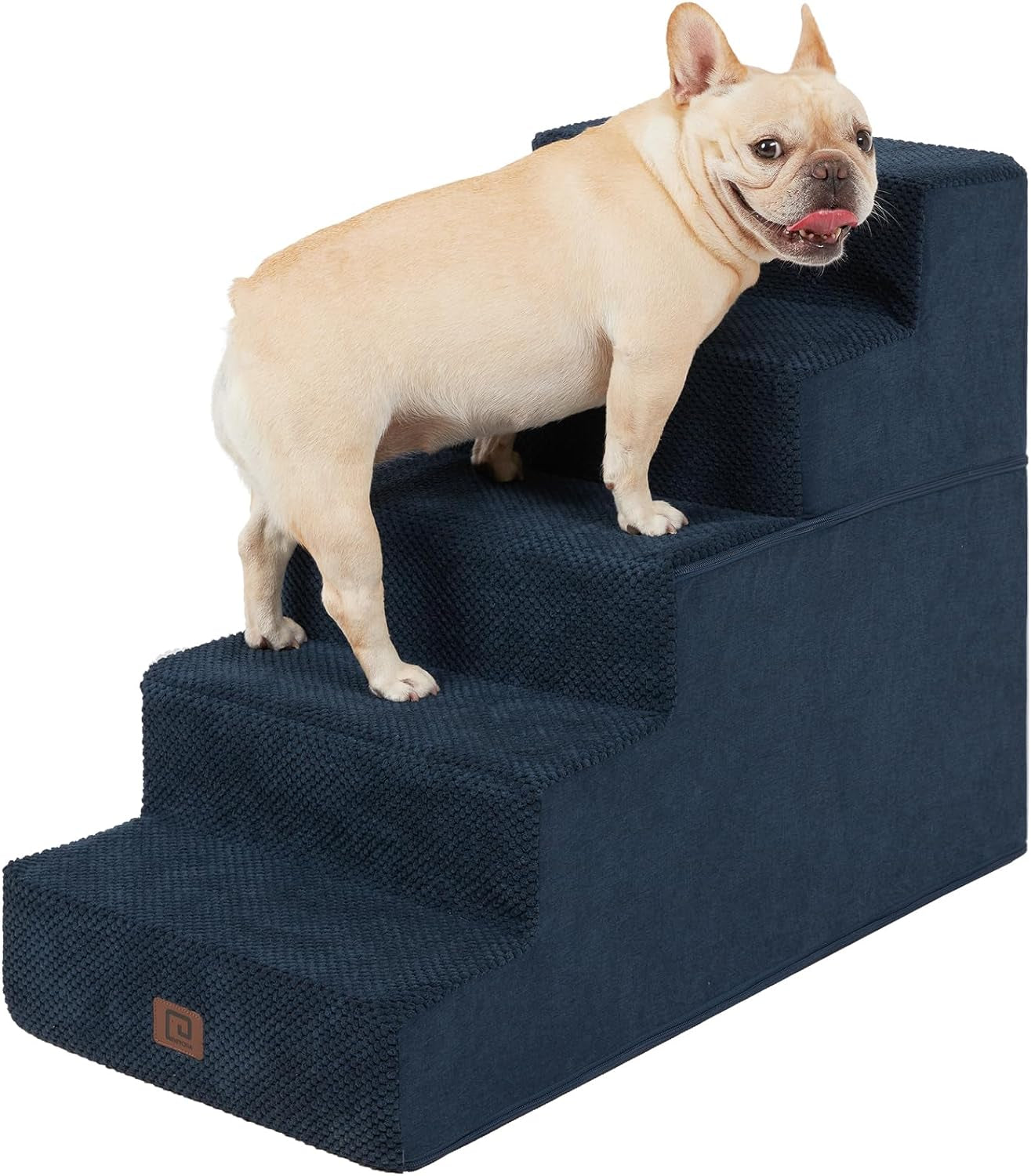 EHEYCIGA Dog Stairs for High Bed 22.5”H, 5-Step Dog Steps for Bed, Pet Steps for Small Dogs and Cats, Non-Slip Balanced Dog Indoor Ramp, Navy Blue