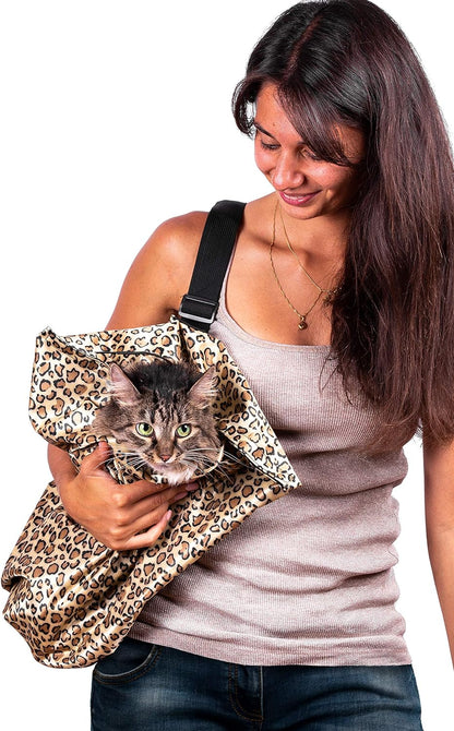 The Original as SEEN on TV. the Comfy Cat Carrier Sling & Grooming Sack in One (Set of 2) Washable and Folds (Leopard)