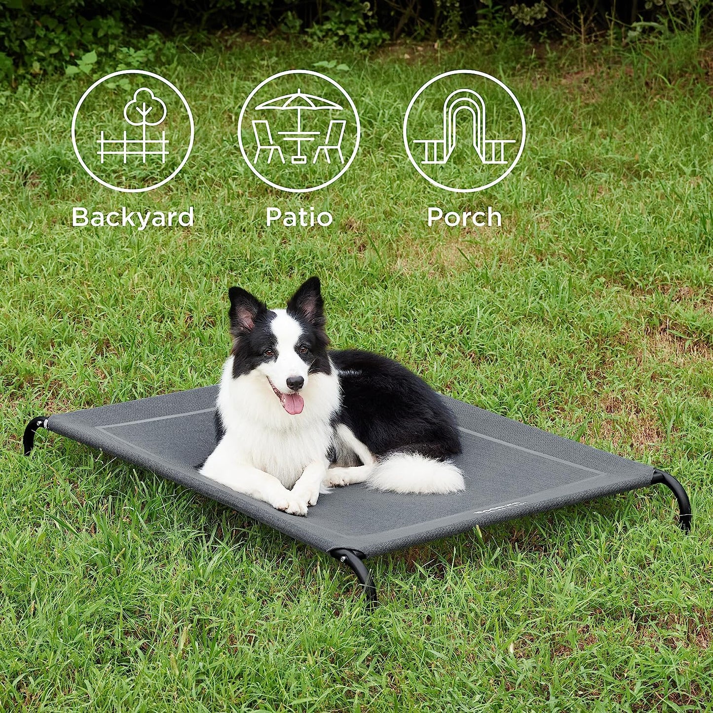 Bedsure Large Elevated Cooling Outdoor Dog Bed - Raised Cots for Large Dogs, Portable Indoor & Outdoor Pet Hammock Bed with Skid-Resistant Feet, Frame with Breathable Mesh, Brown, 49 Inches