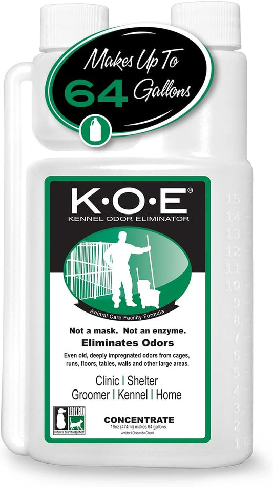 Odorcide, Thornell KOE Kennel Odor Eliminator Concentrate, Great for Cages, Runs, Floors & More, Pet Odor Eliminator for Home & Kennel W/Safe, Non-Enzymatic Formula, 16 Oz, White – Not a Spray Bottle