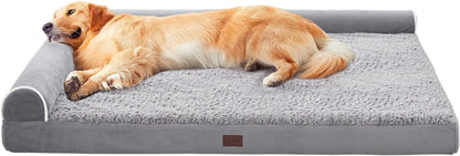 Orthopedic Dog Beds Extra Large Sized Dog, Pet Sofa Bed with Removable Washable Cover, Egg Foam Support, Bolster Cushion for Comfortable Sleep, Waterproof Lining and Non-Slip Bottom