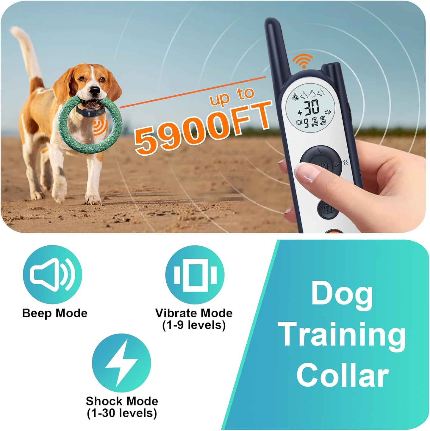 Wireless Dog Fence for 2 Dogs - 25FT to 3500FT Electric Fence for Dogs,185 Days Standby Time Dog Shock Collar with 3 Training Modes,Flash Light and Waterproof (Blue)