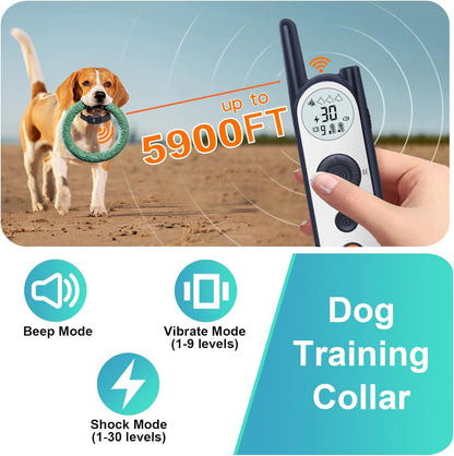 Wireless Dog Fence for 2 Dogs - 25FT to 3500FT Electric Fence for Dogs,185 Days Standby Time Dog Shock Collar with 3 Training Modes,Flash Light and Waterproof (Blue)