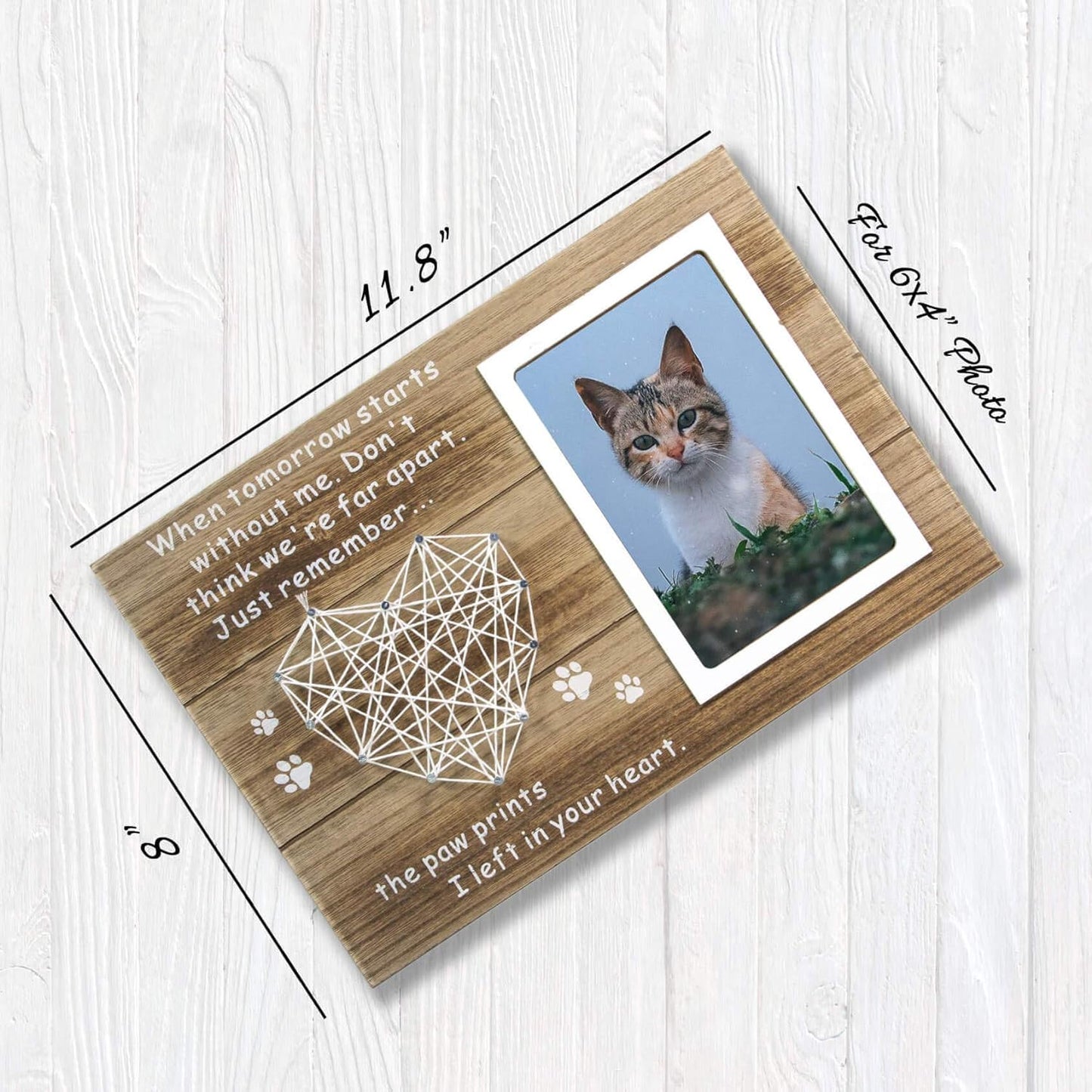 Dog Cat Memorial Gifts - Paw Prints Sympathy Picture Frame for Pet Loss - 4X6 Inches Photo