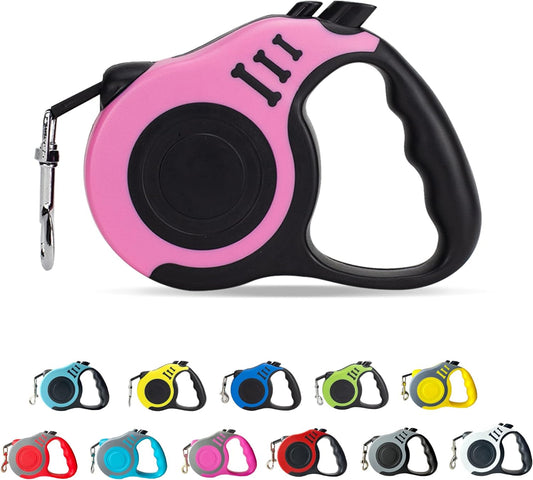 Retractable Dog Leash Automatic Telescopic Tractor Dog Tape, Pet Tape 10/16 FT Durable and Convenient, with Non-Slip Handle, Suitable for Small and Medium-Sized Dogs Pink