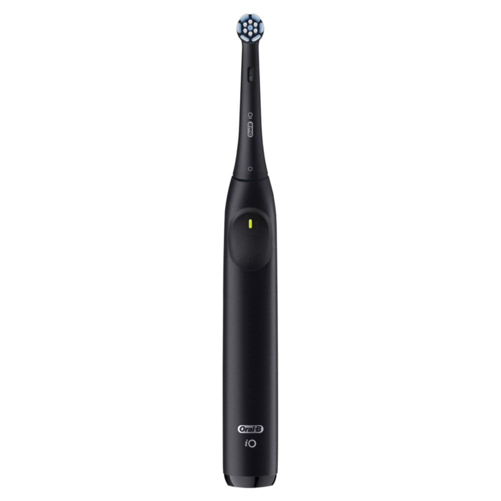 Oral-B iO Series 2 Rechargeable Electric Powered Toothbrush Starter Kit, Night Black with 2 Brush Heads - Automatic Pressure Sensor to Protect Gums - 3 Modes - 2 Min Timer