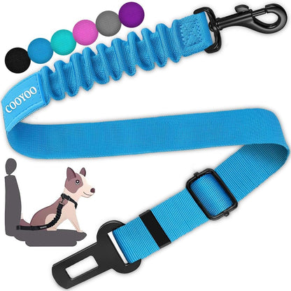 COOYOO Dog Seat Belt,Retractable Dog Car Harness Seat Belt for Car Adjustable Nylon Pet Safety Seat Belts Heavy Duty & Elastic Bungee Buffer