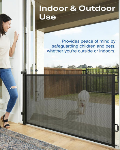 Cumbor Retractable Baby Gates for Stairs, Family & Mom'S Choice Awards Winner-Extends up to 55" Wide Mesh Dog Gate for the House, 34" Tall Safety Gates for Doorways,Pet Gate Indoor & Outdoor, White