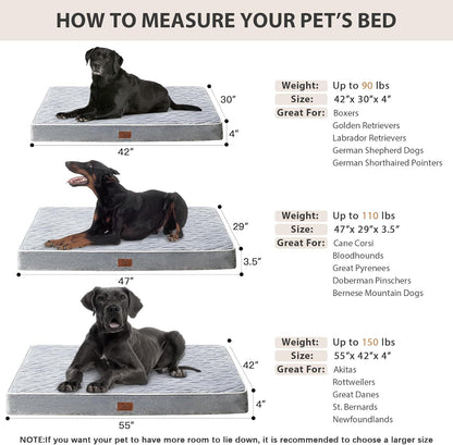 WNPETHOME Orthopedic Dog Beds for Large Dogs, Extra Large Waterproof Dog Crate Bed with Removable Washable Cover & Anti-Slip Bottom, Multi-Needle Quilting Dog Bed for Crate (41X28X4 Inch)