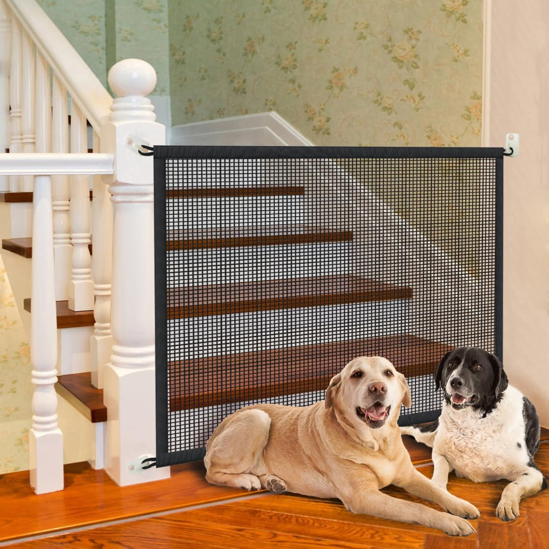 Dog Gate for Stairs Pet Gates for the House: Dog Gate Indoor Dogs Screen Mesh Gate for Doorways Stairways Safety 29 Inches Tall, 30 Inch Wide