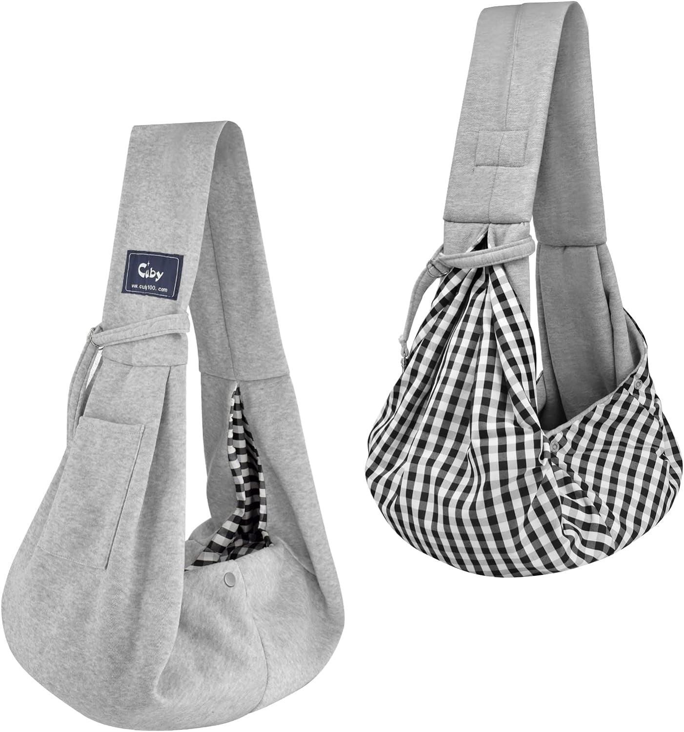 CUBY Dog and Cat Sling Carrier - Hands Free Reversible Pet Papoose Bag - Soft Pouch and Tote Design - Suitable for Puppy, Small Dogs Cats Outdoor (Classic Grey)