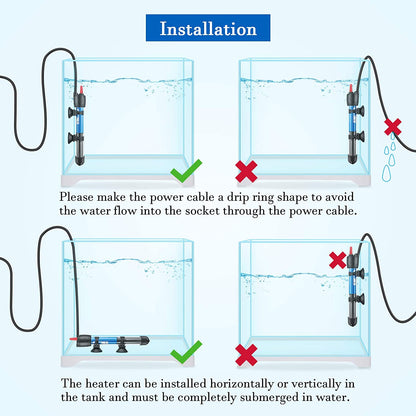 Hitop 25W/50W/100W/300W Adjustable Aquarium Heater, Submersible Glass Water Heater for 5 – 70 Gallon Fish Tank (25W)