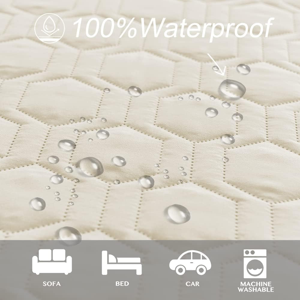 Waterproof & Non-Slip Dog Bed Cover and Pet Blanket Sofa Pet Bed Mat ，Car Incontinence Mattress Protectors Furniture Couch Cover for Most Cats Dogs,Pets<52X82-Beige>