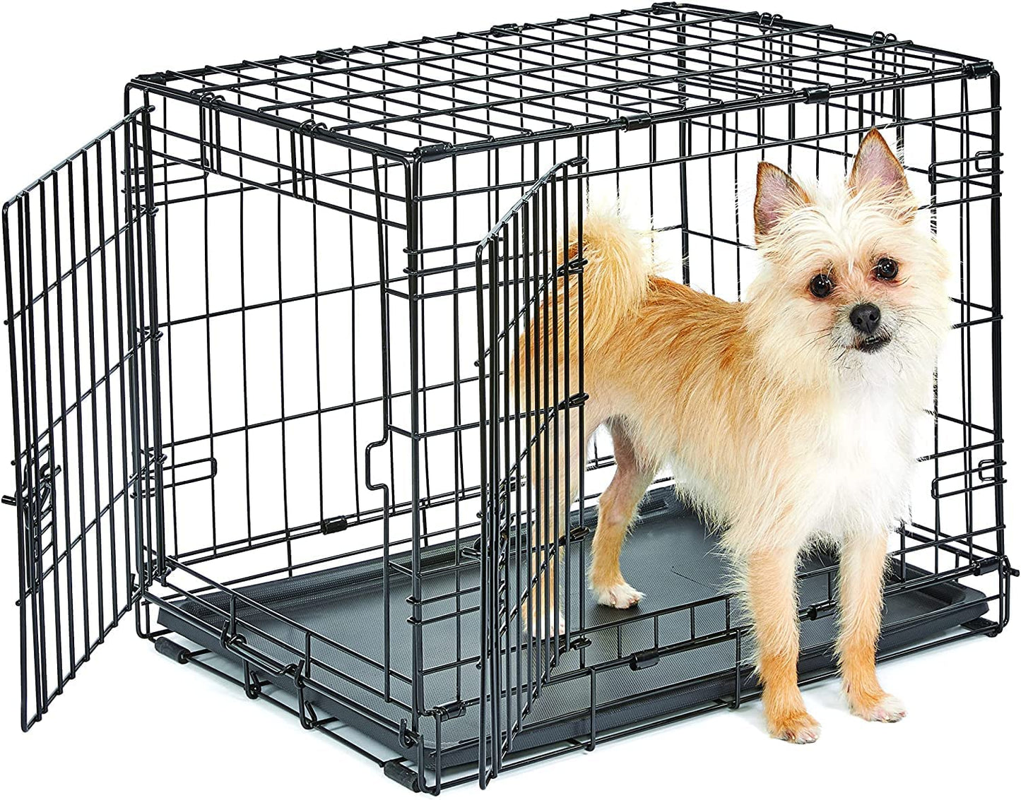 New World Newly Enhanced Double Door New World Dog Crate, Includes Leak-Proof Pan, Floor Protecting Feet, & New Patented Features, 24 Inch