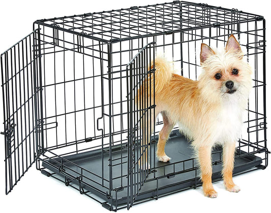 New World Newly Enhanced Double Door New World Dog Crate, Includes Leak-Proof Pan, Floor Protecting Feet, & New Patented Features, 24 Inch