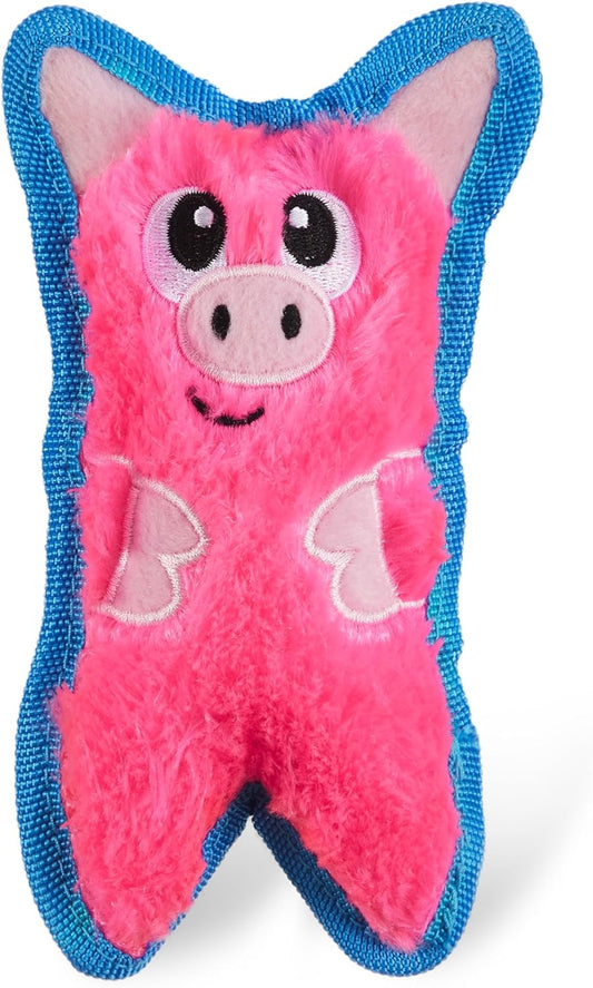 Outward Hound Durablez Tough Plush Squeaky Dog Toy, Pig, Pink, XS