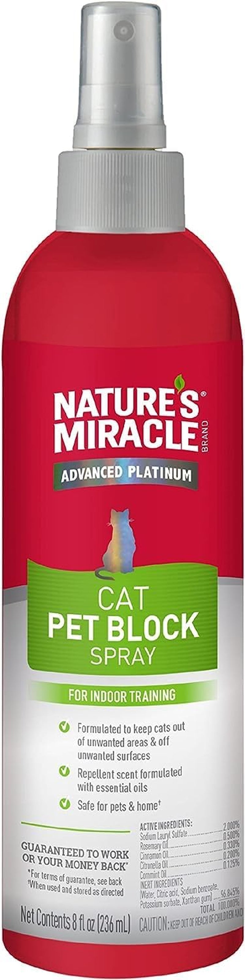 Nature'S Miracle Advanced Platinum Cat Pet Block Repellent Spray, 16 Ounces, Indoor Training Aid for Cats