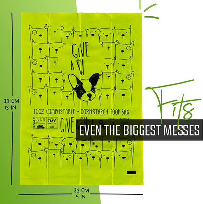 100% Certified Home Compostable Dog Poop Bags - 10% to Charity - ASTM D6400 & EN 13432 Compliant Dog Waste Bags - 120 Bags - 8 X Rolls of Plant Based Compostable Poop Bags - Thick Doggie Poop Bags