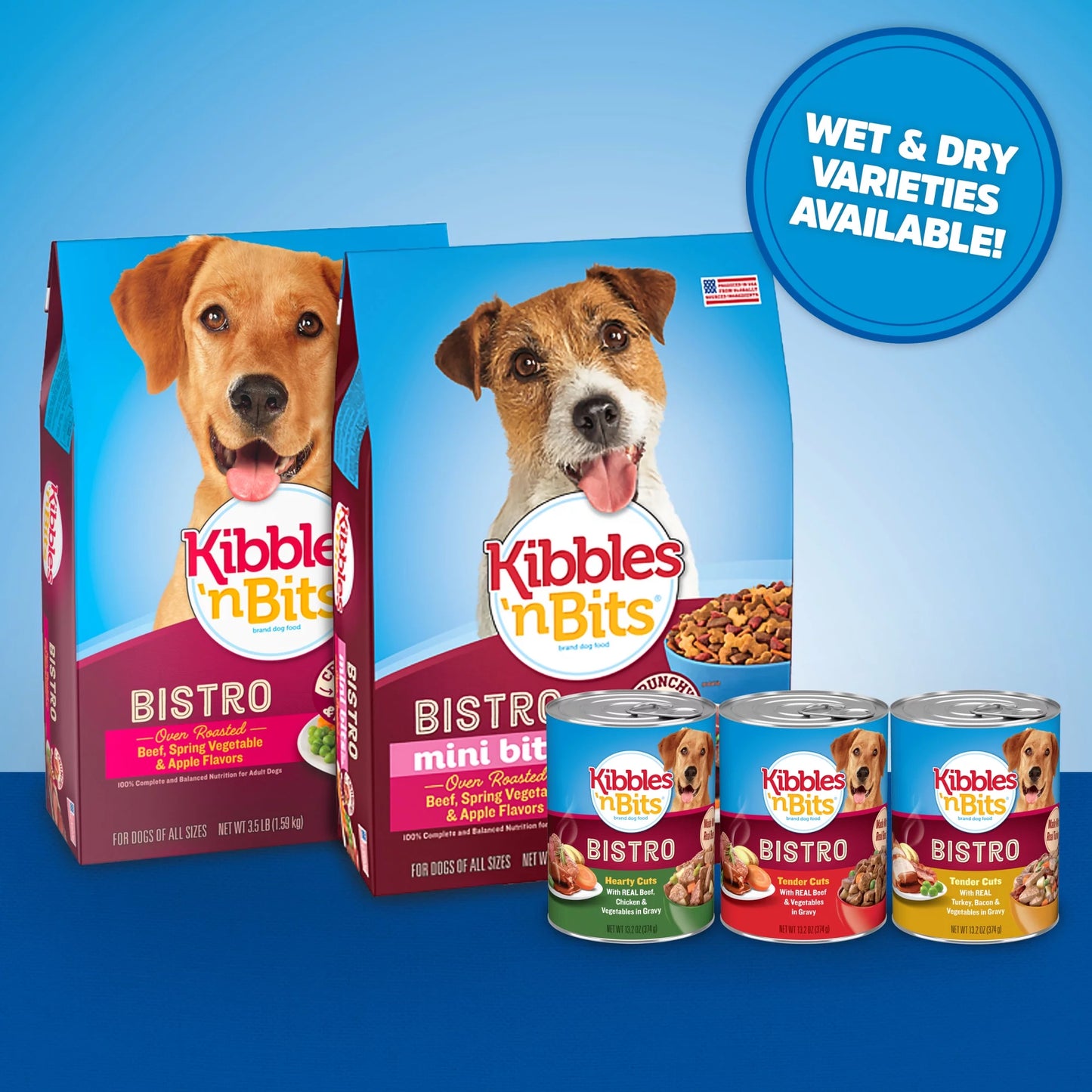 Kibbles 'N Bits Bistro Oven Roasted Beef, Spring Vegetable & Apple Flavors Dry Dog Food, 45 Lb. Bag