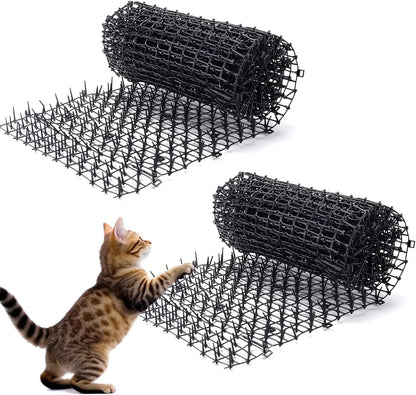 2PCS 6.5Ft Cat Scat Mat with Spikes, Prickle Strips Network Digging Stopper Outdoor Spike Deterrent Mat, 78 Inch X 11 Inch(13Ft)