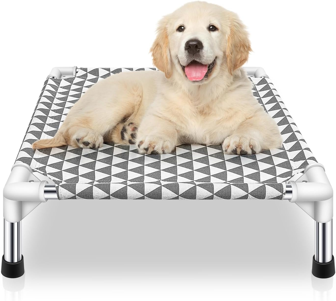 Elevated Outdoor Dog Bed Updated Raised Pet Cot Cooling Puppy Bed Lifted Dog Bed for Small Pets|Indoor Detachable Raised Dog Bed with Non-Slip Feet,Double-Layer Cloth(S)