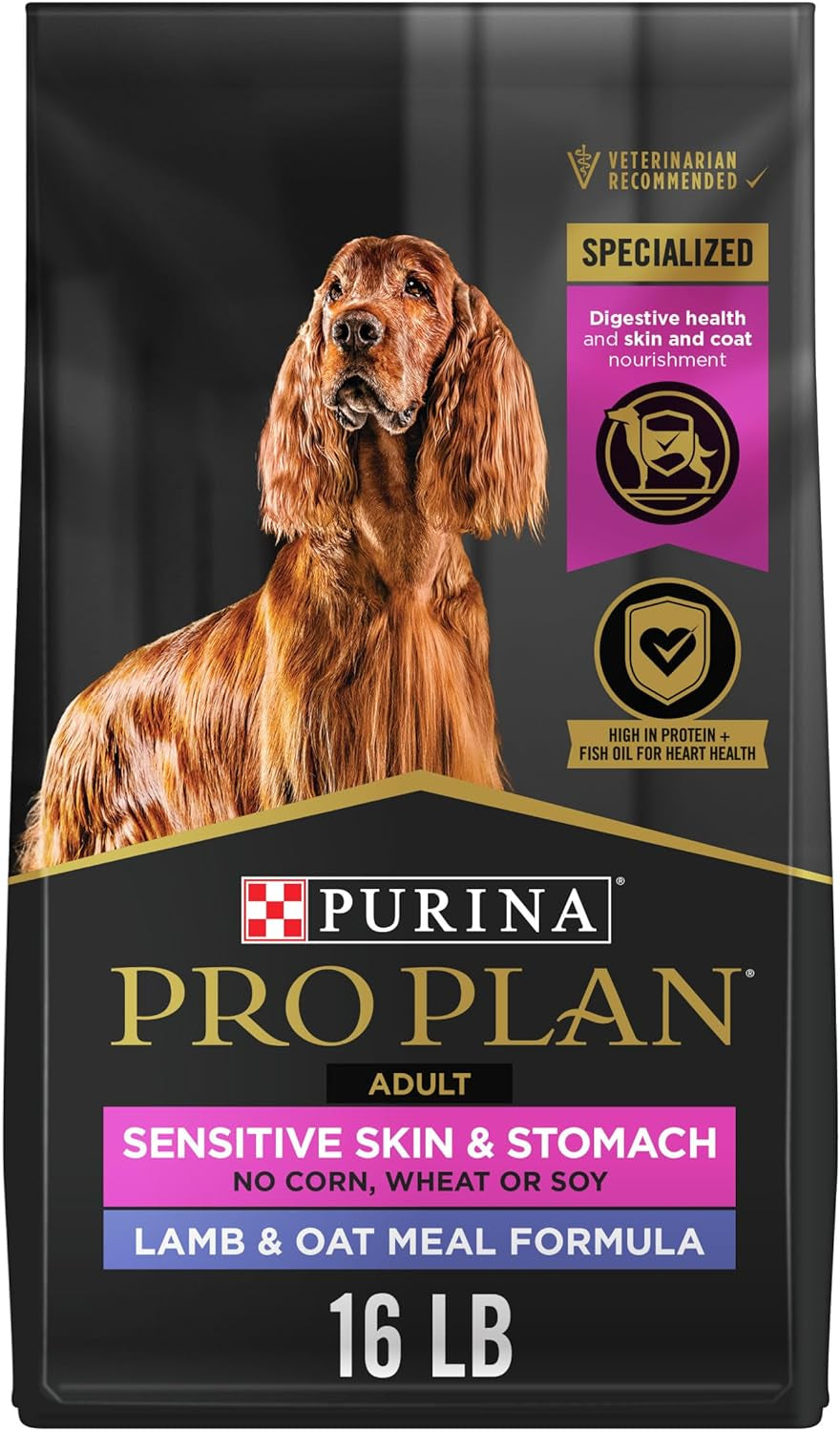 Purina Pro Plan Sensitive Skin and Sensitive Stomach Dog Food Lamb and Oat Meal Formula - 16 Lb. Bag