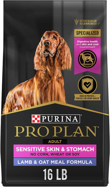 Purina Pro Plan Sensitive Skin and Sensitive Stomach Dog Food Lamb and Oat Meal Formula - 16 Lb. Bag