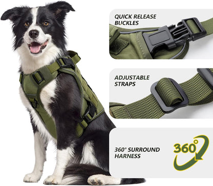 WINGOIN Orange Tactical Dog Harness Vest for Large Dogs No Pull Adjustable Reflective Military Pet Harness with Handle for Golden Retriever, Doberman Pinscher, Rottweiler, Great Dane Service Dog (XL)