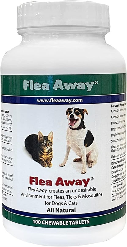 All Natural Supplement for Fleas, Ticks, and Mosquitos Prevention for Dogs and Cats, 100 Chewable Treat Tablets, 2 Pack