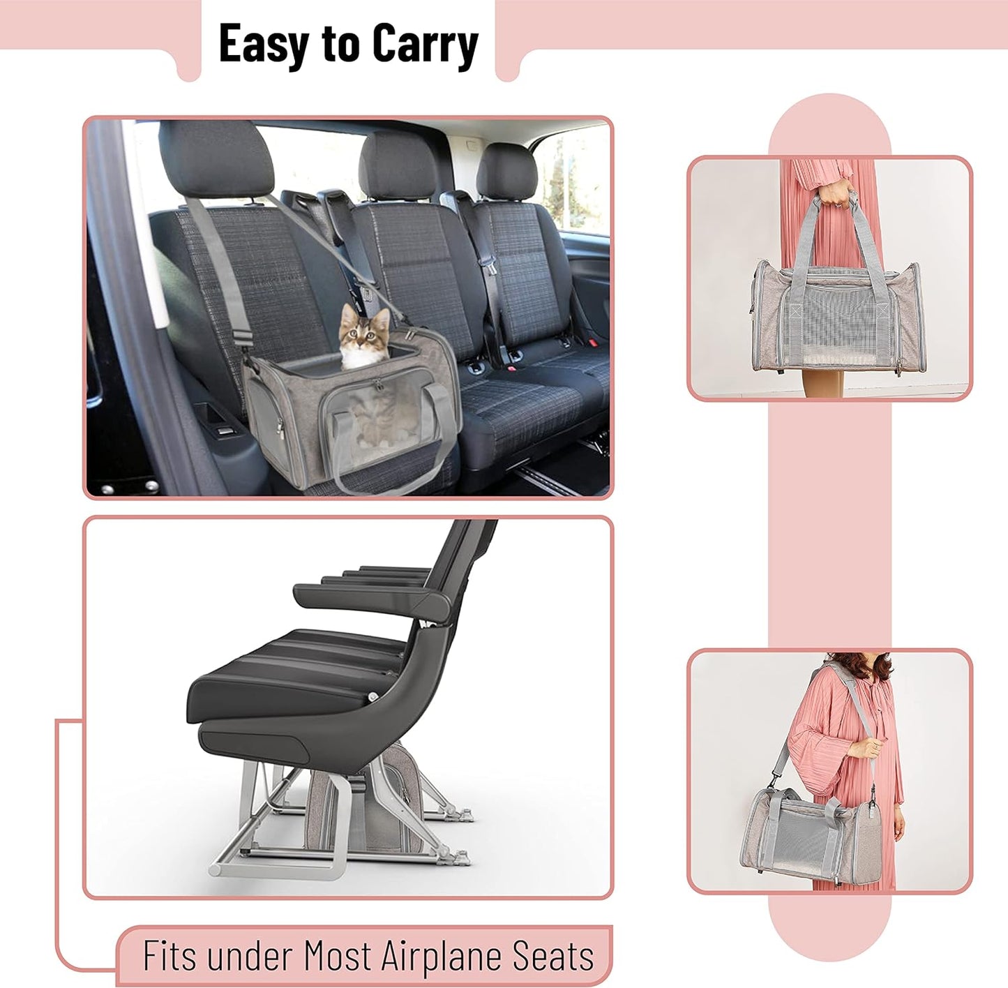 Mr. Pen- Pet Carrier, Pink, Cat Carrier, Dog Carrier, Cat Bag Carrier, Cat Travel Carrier, Soft Cat Carrier, Dog Travel Carrier, Pet Travel Carrier, Dog Soft-Sided Carriers, Cat Carrier Bag