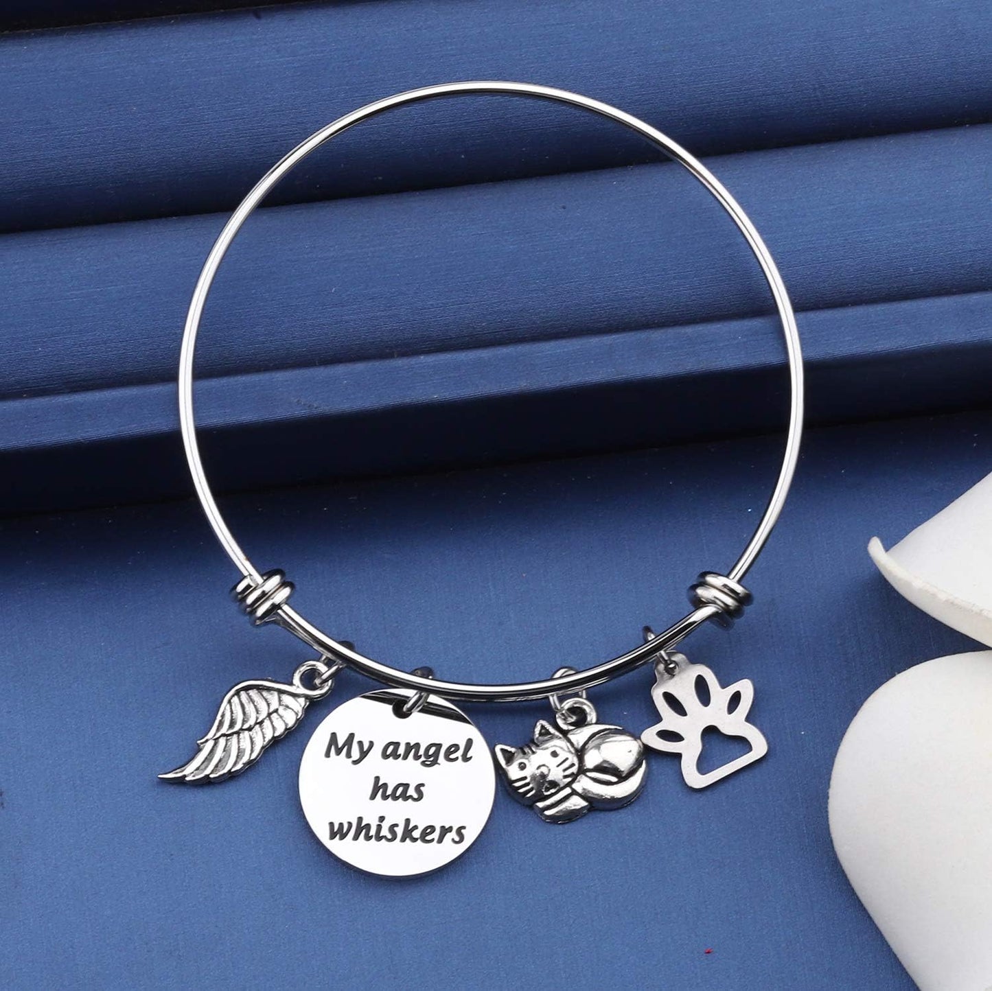 Pet Memorial Keychain My Angel Has Whiskers Pet Loss Jewelry Sympathy Loss of Cat Gift for Cat Lover Family Friend