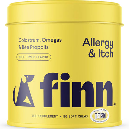 Finn Allergy & Itch for Dogs | Allergy, Itchy Skin & Immune Support W/Bee Propolis + Probiotics | 90 Soft Chews