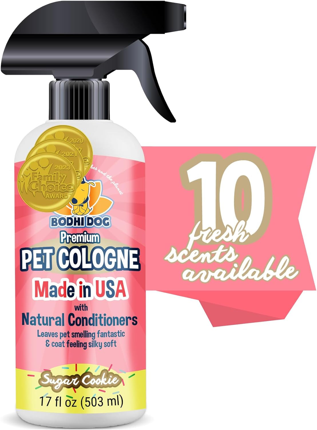 Bodhi Dog Natural Dog Cologne | Premium Scented Deodorizing Body Spray for Dogs & Cats | Neutralizes Strong Odors | Dog Perfume with Natural Dog Conditioner | Made in USA (Sugar Cookie, 17 Fl Oz)