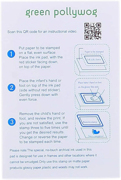 Green Pollywog | Extra-Large Clean Touch Inkless Ink Pad for Pets | Paw/Nose Prints for Dogs & Cats Non-Toxic | Paw Print Stamp Kit | Dog Paw Print Kit | Cat Footprint Keepsake (2-Pack)
