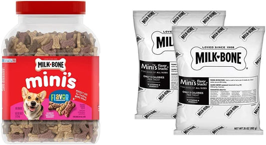 Milk-Bone Mini'S Flavor Snacks Dog Treats Bundle: 36 Ounce Canister + 2 Refill Packs